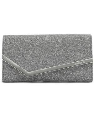 Jimmy Choo Emmie Glitter-Effect Clutch Bag - Gray