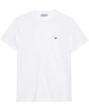 Prada エナメル トライアングルロゴ Tシャツ - ホワイト