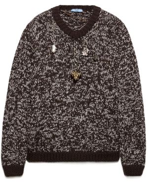 Prada Charm-Embellishment Jumper - Grey