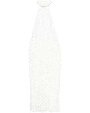 Rahil Hesan Rosette Crystal-Embellished Gown - White