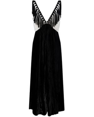 forte_forte Fringe-Trimmed Dress - Black