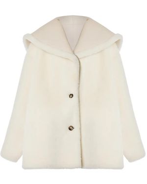 Alberta Ferretti Abrigo Con Capucha Y Botones - Blanco