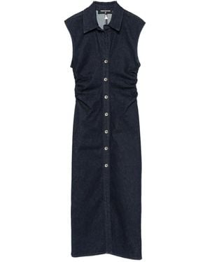 Patrizia Pepe Sleeveless Button-Front Denim Dress - Blue
