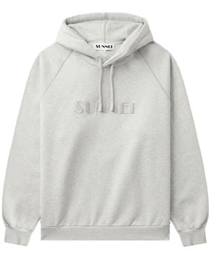 Sunnei Logo-Embroidered Hoodie - Grey