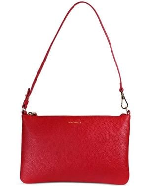 Coccinelle Mini C-Easy Pebbled-Leather Shoulder Bag - Red