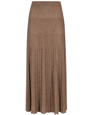 Roberto Collina Pleated Metallic-Effect Skirt - Brown