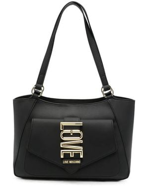 Love Moschino Bolso De Hombro Con Placa Del Logo - Negro
