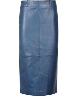 Frankie Shop Taney Leather Midi Skirt - Blue