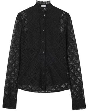 Burberry Check Lace Blouse - Black