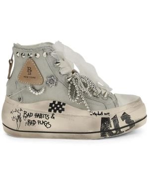 R13 Distressed-Sneakers Mit Spitzen Nieten - Weiß
