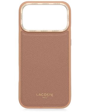 Lacoste Logo-Print Pebbled Iphone Case - Brown