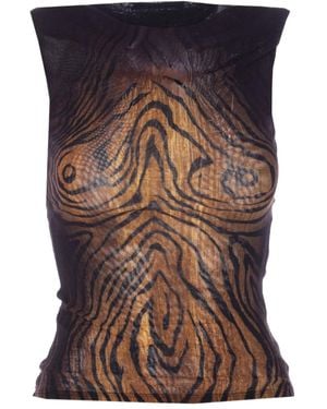 Jean Paul Gaultier Wood-Print Sleeveless Top - Blue