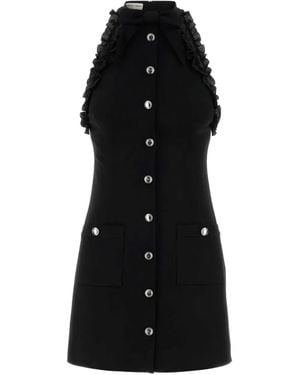 Alessandra Rich Bow-Embellished Crepe Dress - Black