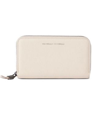 Brunello Cucinelli Grained Zip Wallet - Natural