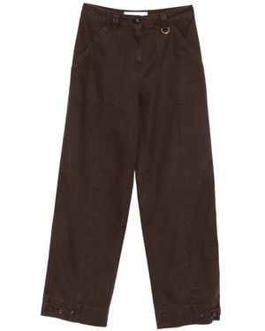 Golden Goose Button-Cuff Wide-Leg Trousers - Brown