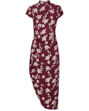 ROTATE BIRGER CHRISTENSEN Floral-embroidered asymmetric dress - Rot