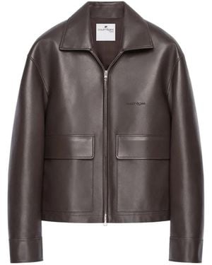 Courreges Double-Pocket Zip-Fastening Leather Jacket - Brown