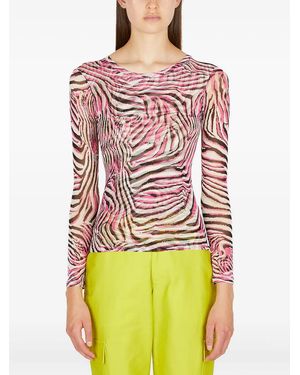 Collina Strada Zebra-Print Top - Red