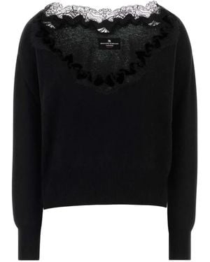 Ermanno Scervino Lace-Trim Cashmere Sweater - Black