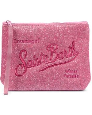 MC2 Saint Barth Glitter-Effect Clutch Bag - Pink