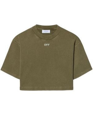 Off-White c/o Virgil Abloh Stamp Cropped T-Shirt - Green