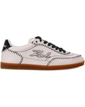Karl Lagerfeld Embroidered Leather Trainers - Brown