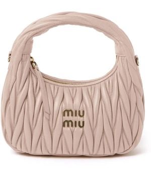 Miu Miu Wander matelassé nappa leather hobo bag - Pink