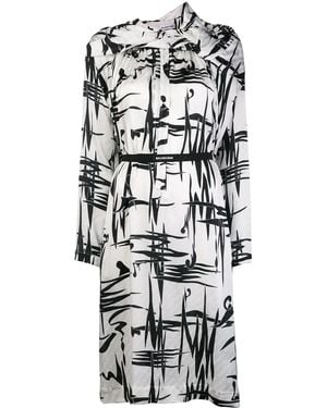Balenciaga Graphic Print Asymmetric Dress - White
