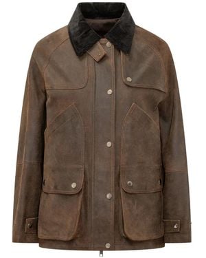 DFOUR® Corduroy-Collar Storm-Flap Coat - Brown