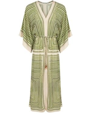 Lenny Niemeyer Geometric-Print Drawstring Beach Dress - Green