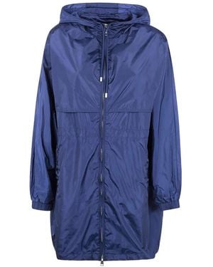 Semicouture Hooded Zip-Up Parka Coat - Blue