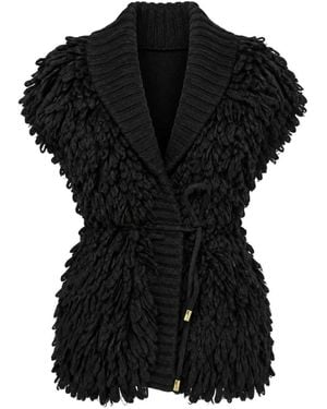 Liu Jo Loop-Knit Sleeveless Jacket - Black