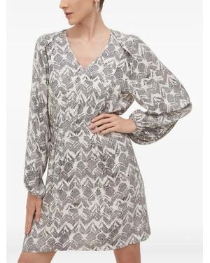 Patrizia Pepe V-Neck Patterned Mini Dress - Gray