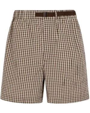 Moncler Vichy Check-Pattern Cotton Shorts - Grey