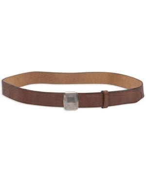 RRL Leather Rectangle-Buckle Belt - White