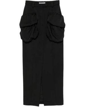 Viktor & Rolf Pleated-Pocket Pencil Maxi Skirt - Black
