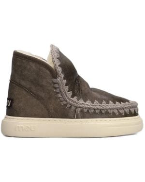 Mou Crochet-Trim Ankle Boots - Brown