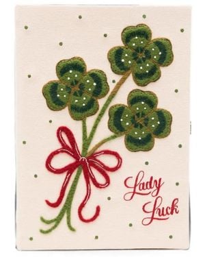 Olympia Le-Tan Lady Luck Clutch Mit Stickerei - Natur