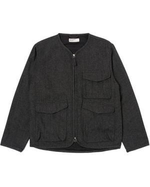 Universal Works Collarless Jacket - Black