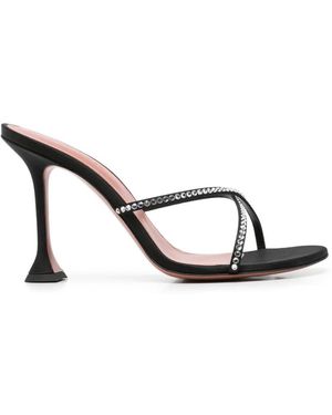 AMINA MUADDI Sally Slippers 95 Satin And Crystals - White