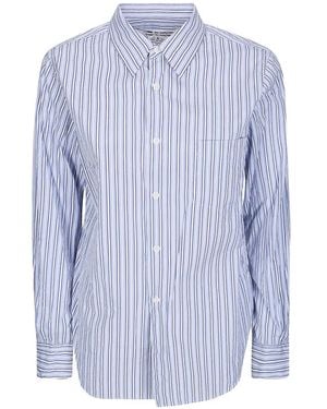 Comme des Garçons Vertical-Stripe Chest-Pocket Shirt - Blue