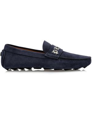 Philipp Plein Gothic Plein Suede Moccasins - Blue
