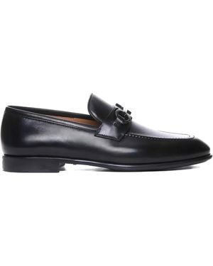 Ferragamo Gancini-Detail Leather Loafers - Black