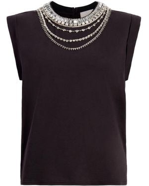 Cinq À Sept Bella Necklace-Embellished T-Shirt - Black