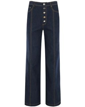 Cinq À Sept Vaqueros Francine Con Botones - Azul