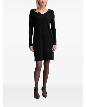 Benetton Ribbed-Knit V-Neck Mini Dress - Black