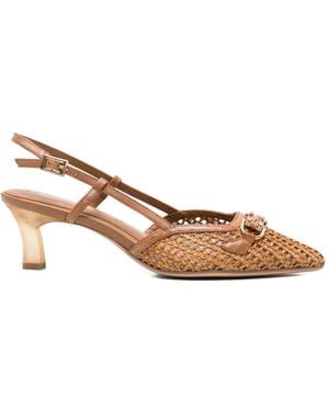 Tamaris Woven Buckle Leather Pumps - Natural