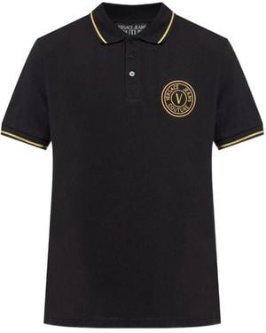 Versace Jeans Couture Logo-Embroidered Polo Shirt - Black