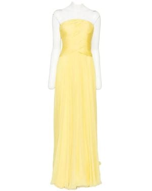 Zuhair Murad Strapless Draped Silk-Chiffon Gown - Metallic