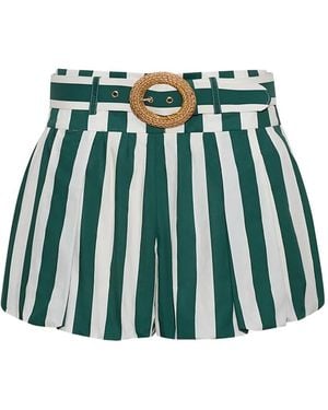 Cara Cara Ray Striped Belted Shorts - Green